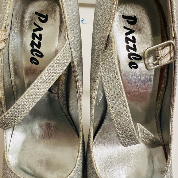 Silver Glitter Platform Heels - Picture 5 of 7